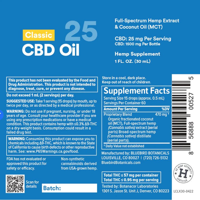 Classic CBD Oil Extra Strength/ 25 mg - Ranch Life Naturals