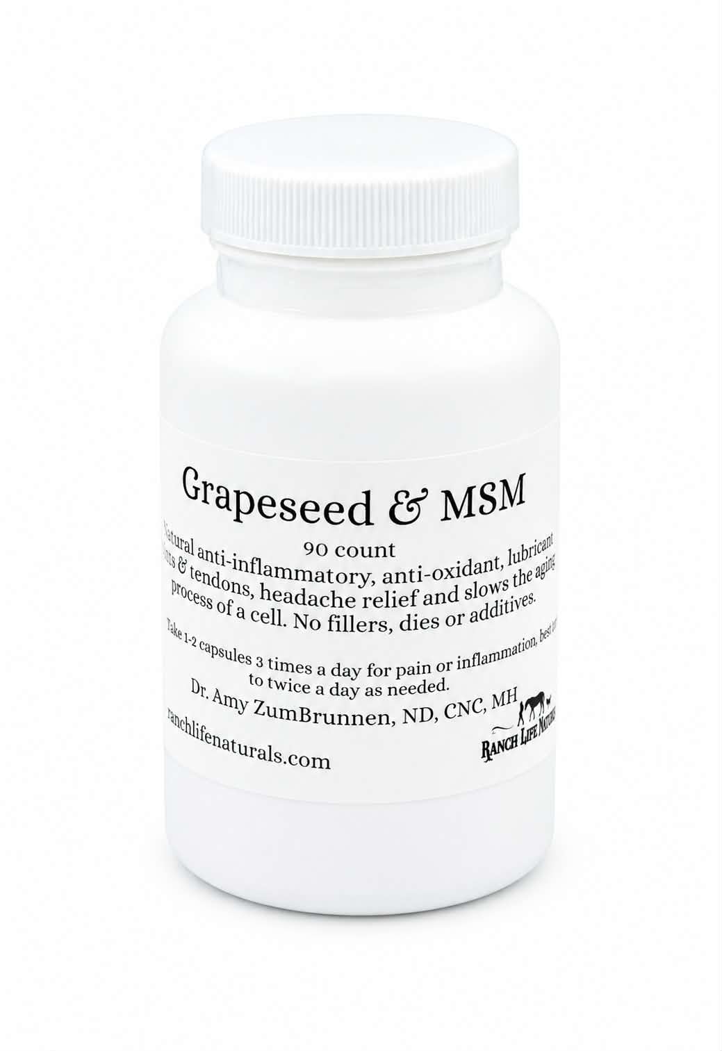 Front view of the bottle of Grapeseed & MSM.