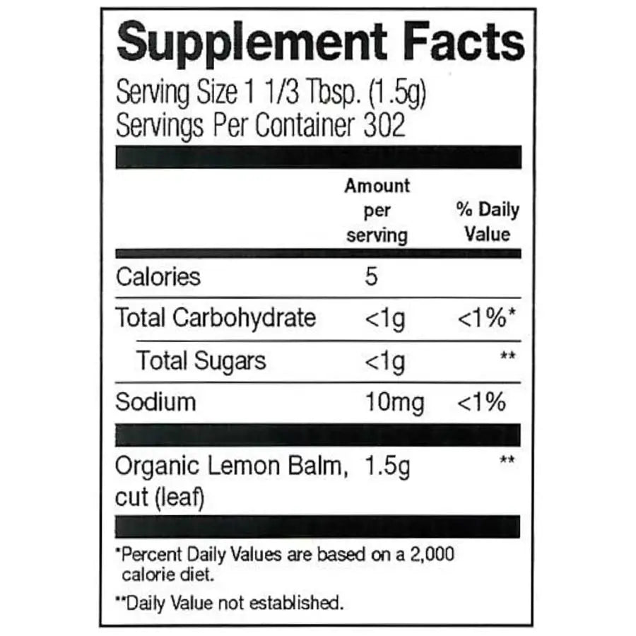 Frontier Lemon Balm Leaf, Cut & Sifted, Organic