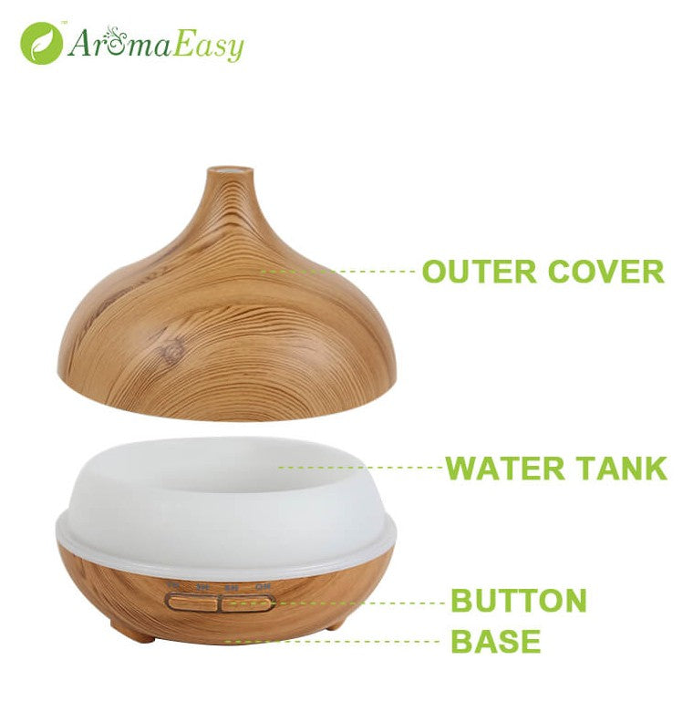 Wood Grain Ultrasonic Essential Oil Diffuser/ short - Ranch Life Naturals