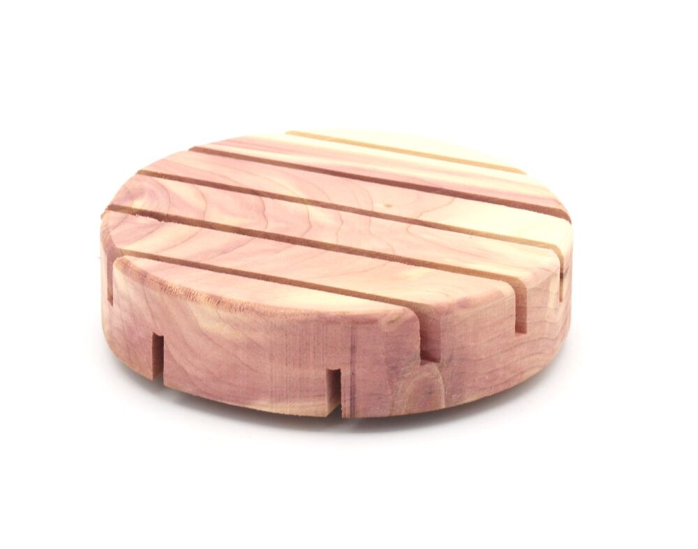 Round Cedar Soap Dish - Image 4