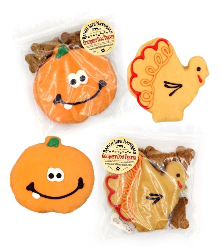 Thanksgiving Dog Cookie Bags & Single Cookies